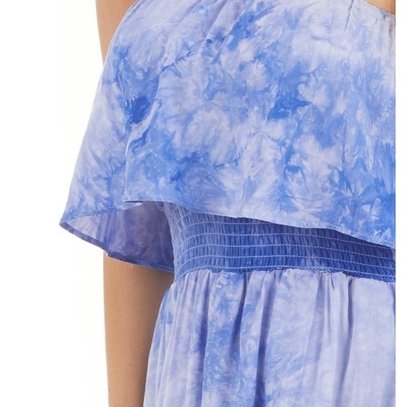 Strapless Blue Tie Dye Maxi Dress - Picture 10 of 11